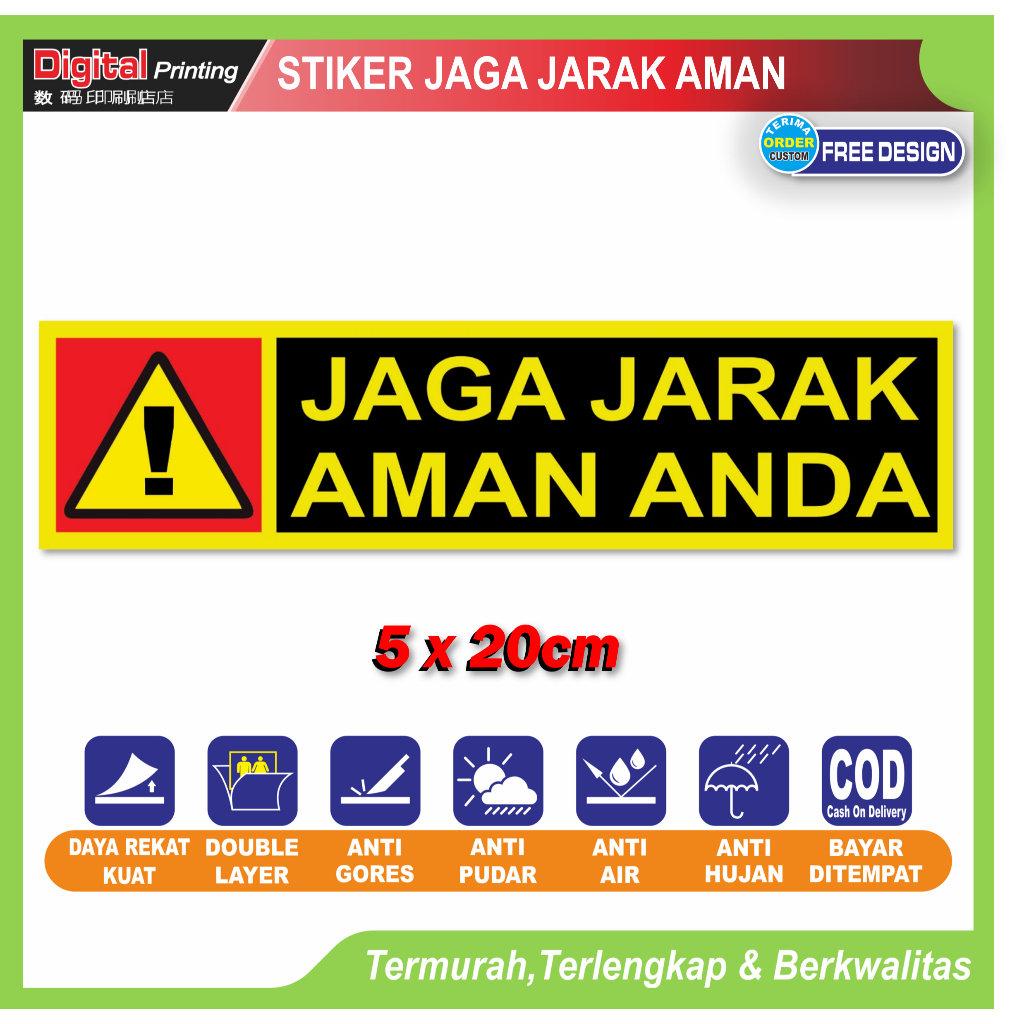 

Stiker tulisan jaga jarak aman anda sticker safery riding berkendara motor mobil