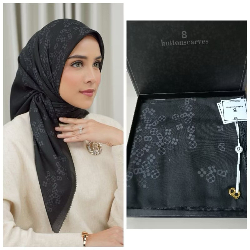 BUTTONSCARVES HITAM MONOGRAM SCRAMBLE INK