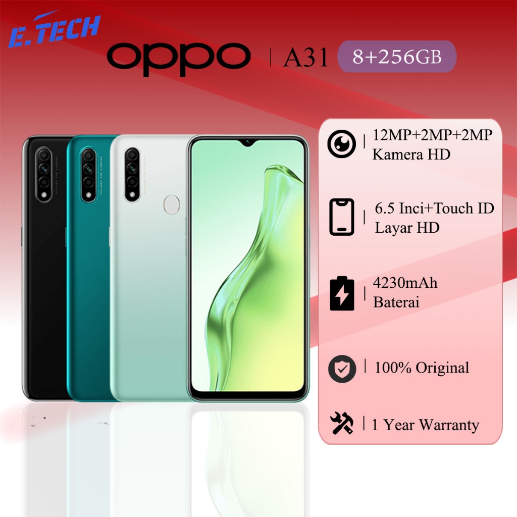 Hp OPPO A31 RAM 8/256 GB 4G LTE Garansi 1 Tahun Baterai 4230 mAh 6.5 lnci Android Smartphone Second 