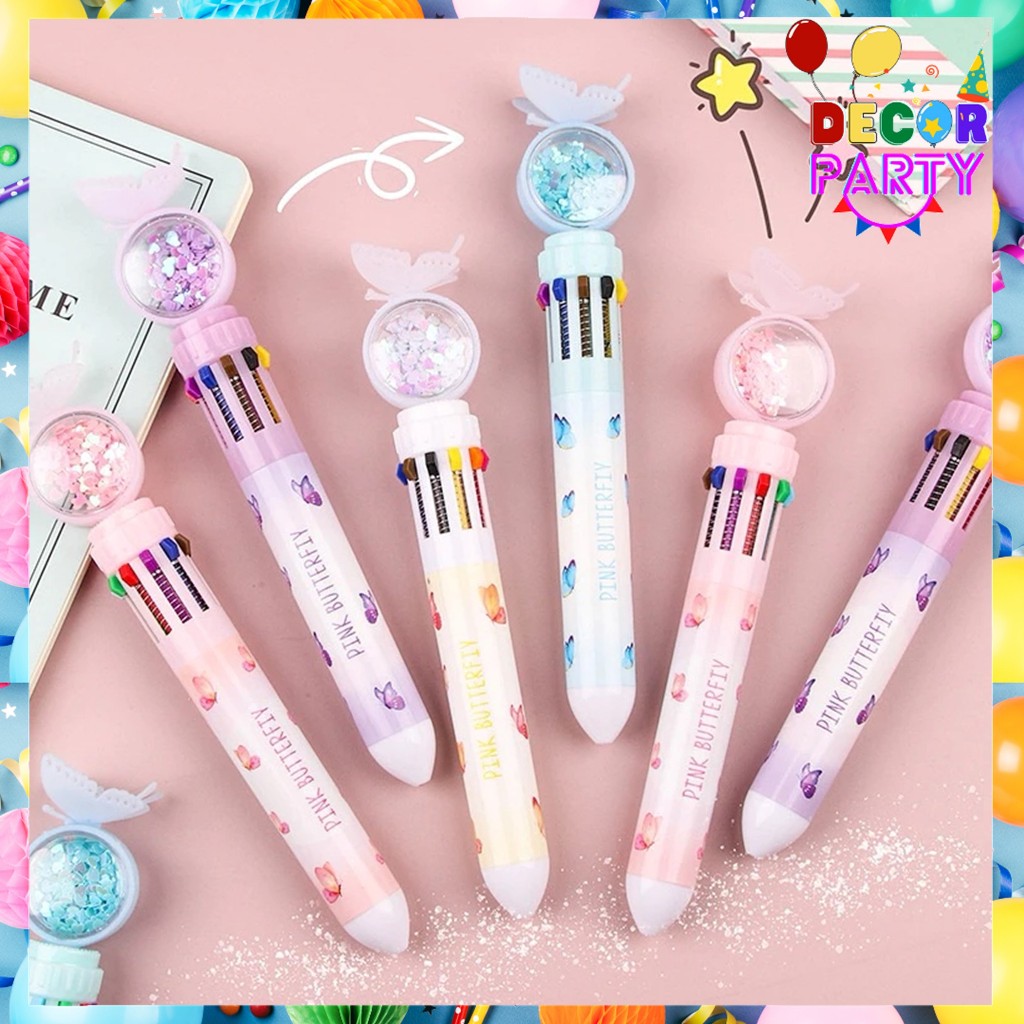 

DP Pulpen Gliter Motif Kupu-Kupu Karakter Lucu 10Warna Pulpen Gel 10 Warna Aesthetic Pena Ballpoint Alat tulis ATK Sekolah Kantor