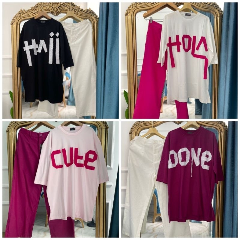 one set kaos dan kulot wanita Holla