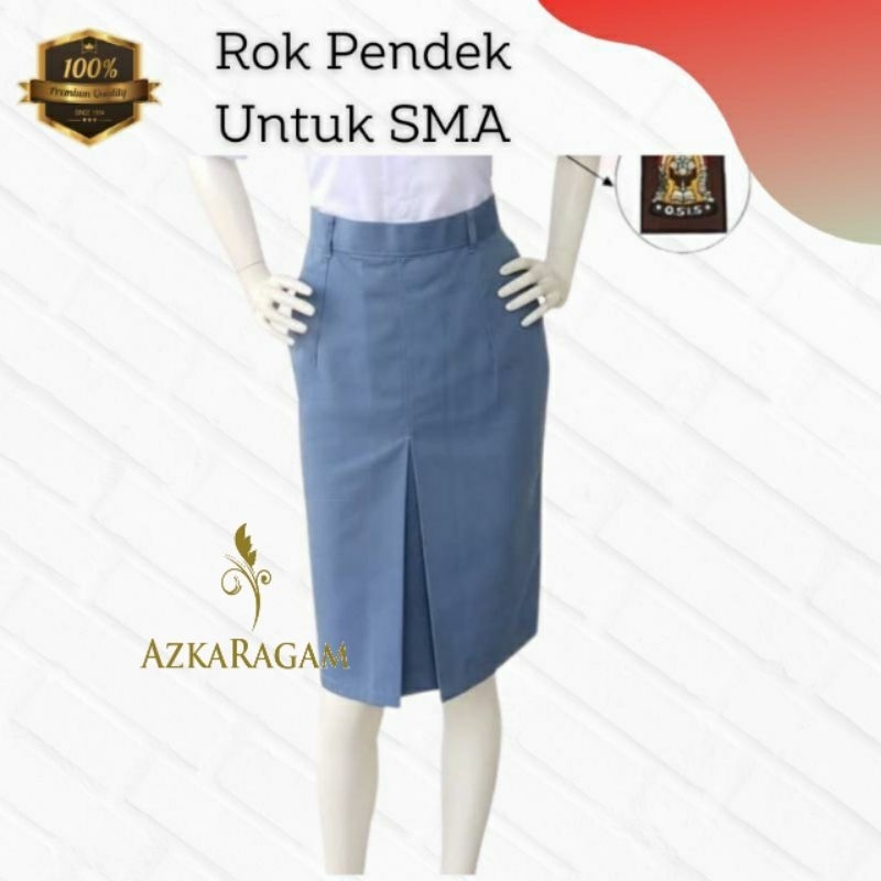 Seragam Sekolah Rok Span Pendek SMA Lipit 1/Wiru 1 Depan warna Abu-abu