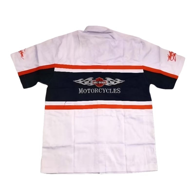 Kemeja Workshirt Harley-Davidson Putih Stripe