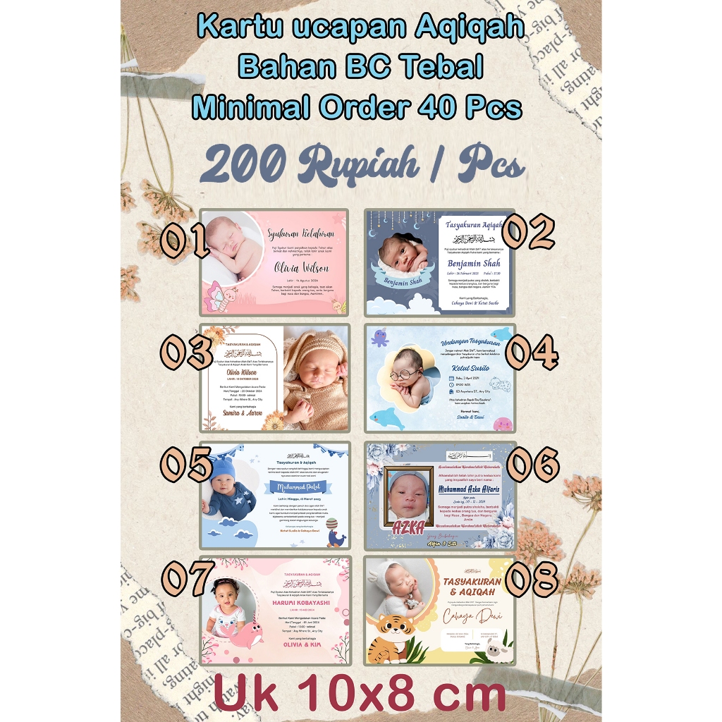 Kartu nama bayi tasyakuran kelahiran Kartu nama bayi baru lahir Kartu nama bayi new born Kartu nama 