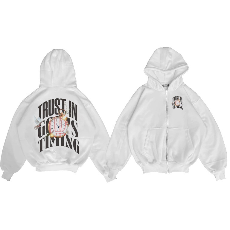 Jaket Sweater Hoodie Boxy Double Zipper Brokenwhite Self Control Oversize Unisex/Hoodie Boxy Zipper/