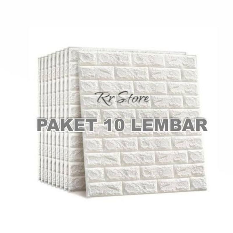 [Paket 10 Lembar ] Stiker Wallpaper Bata Putih 3D Ukuran 70 x 77 Dan 70 x 38