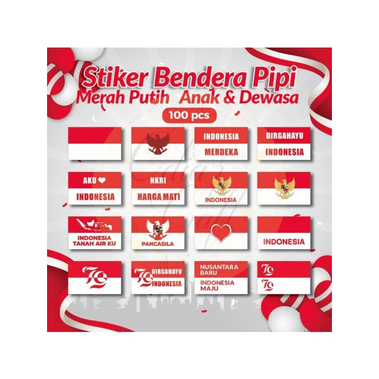 

Stiker Bendera Merah Putih Stiker pipi Bahan Stiker Chromo Isi 100 pcs