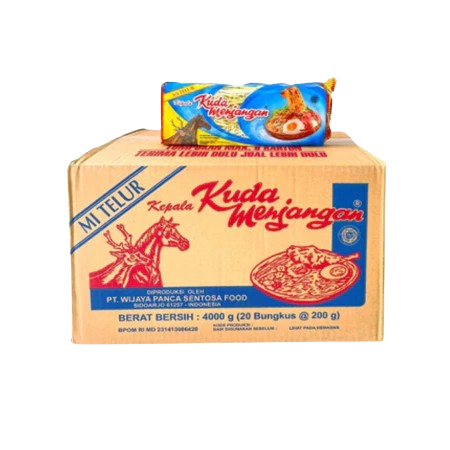 

Mie Telur Cap Kuda Menjangan 200gr Kecil & Lebar | Kemasan DOS isi 20 pcs