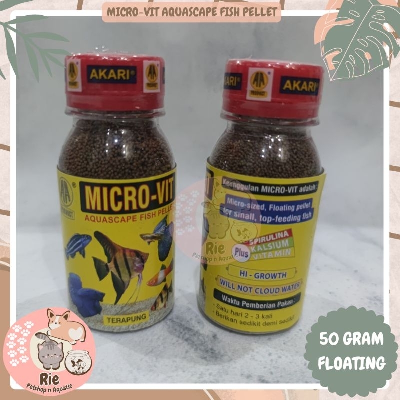 Akari AA Micro-Vit 50 gram Floating Pelet Ikan Hias Kecil Aquascape