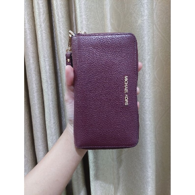 PRELOVED MK Jet Set Travel Maroon Phone Case Original Store