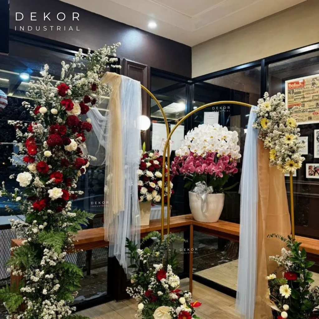 Standing Besi Oval Dekorasi Lamaran Dekorasi Weding Tiang Background Bisa Bongkar Pasang