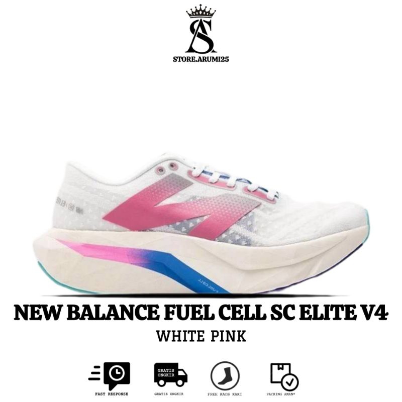 Sepatu Running New Balance FuelCell SC Elite V4 White Pink