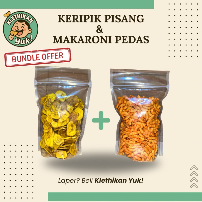 

[PAKET HEMAT] Keripik Pisang Manis 250gr + Makaroni Pedas 200gr