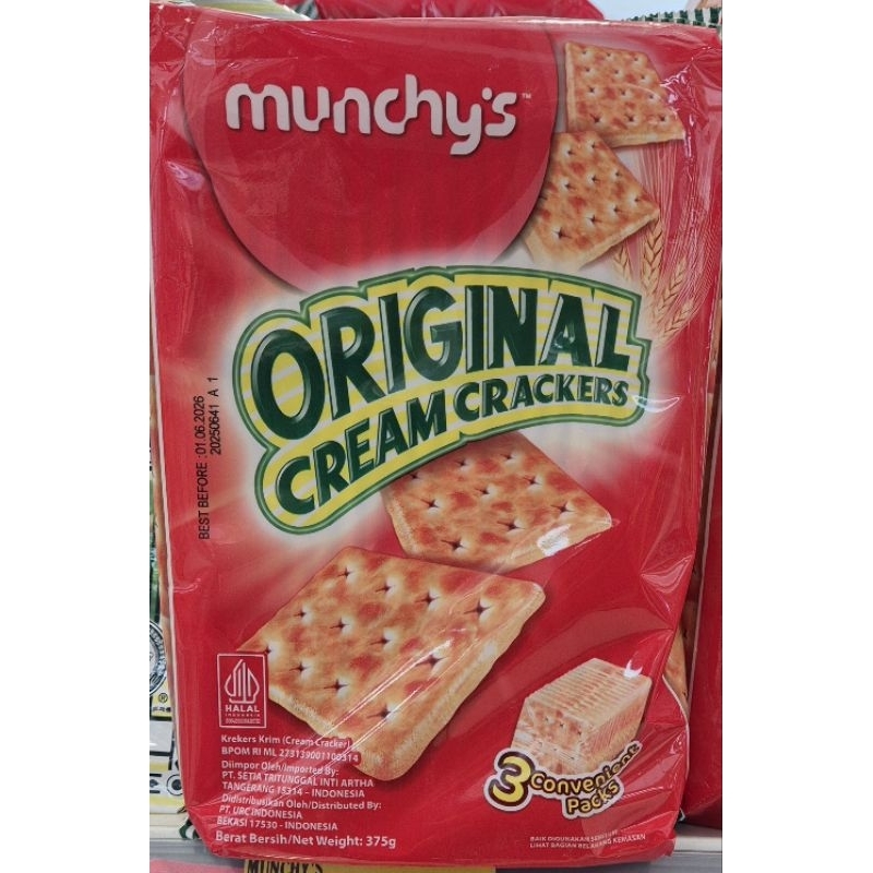 

Orinigal Krim Crakers / Biskuit Crakers MUNCHY'S Original Cream Crakers 375g HK. (Can Use Vegan / Dapat Untuk Vegetarian).