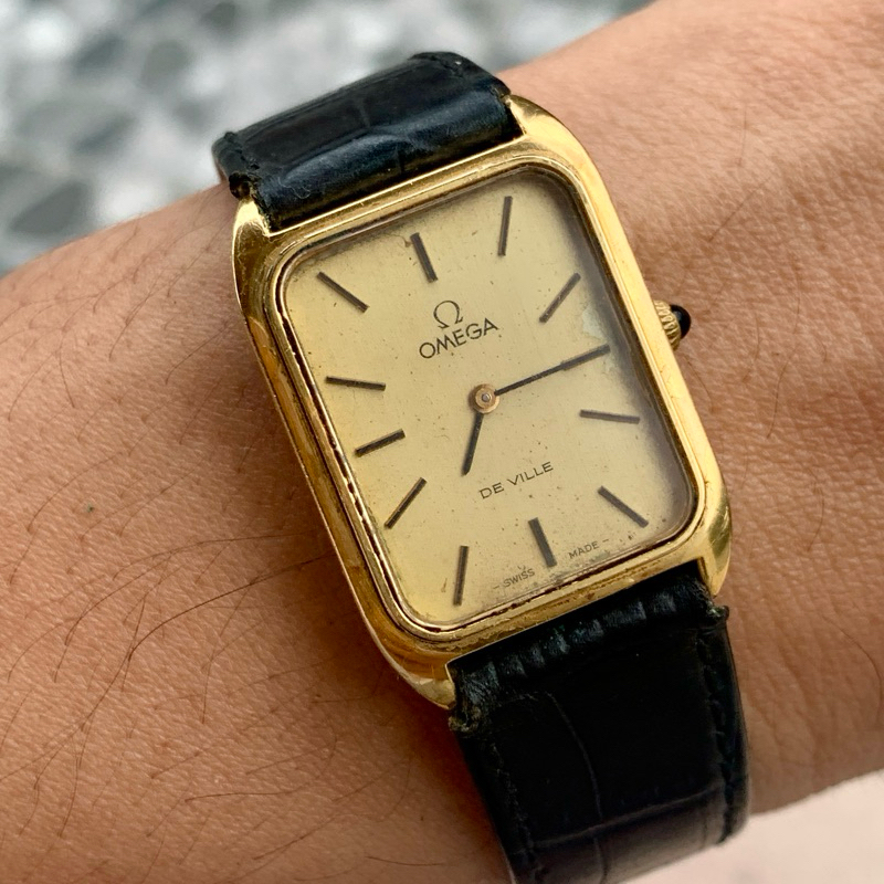 Vintage Omega DeVille automatic tank women gold unisex