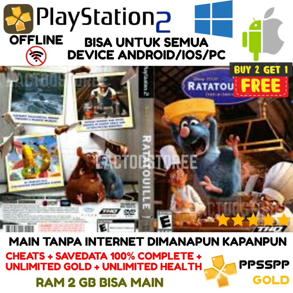 PS 2 Ratatouille  | Bisa di IOS / Android Plus Emulator Gold | Beli 2 Gratis 1 | 100% SAVEDATA | TER