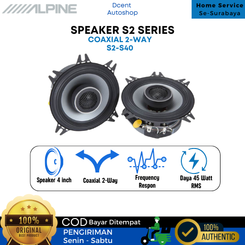 Speaker 2 Way Coaxial - Speaker S2 Series 4 Inch - Alpine S2-S40 - Premium Quality - Car