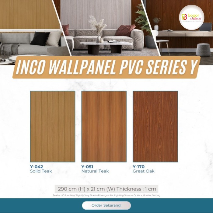 Wallpanel INCO Series Y Tebal 1cm Motif Kayu / PVC Panel Plafon Indoor / Wood Panel Wood Series / De