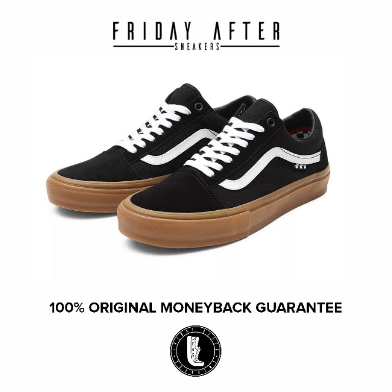 Sepatu Sneakers Pria Wanita Vans Skate Pro Old Skool Black Gum Original Resmi