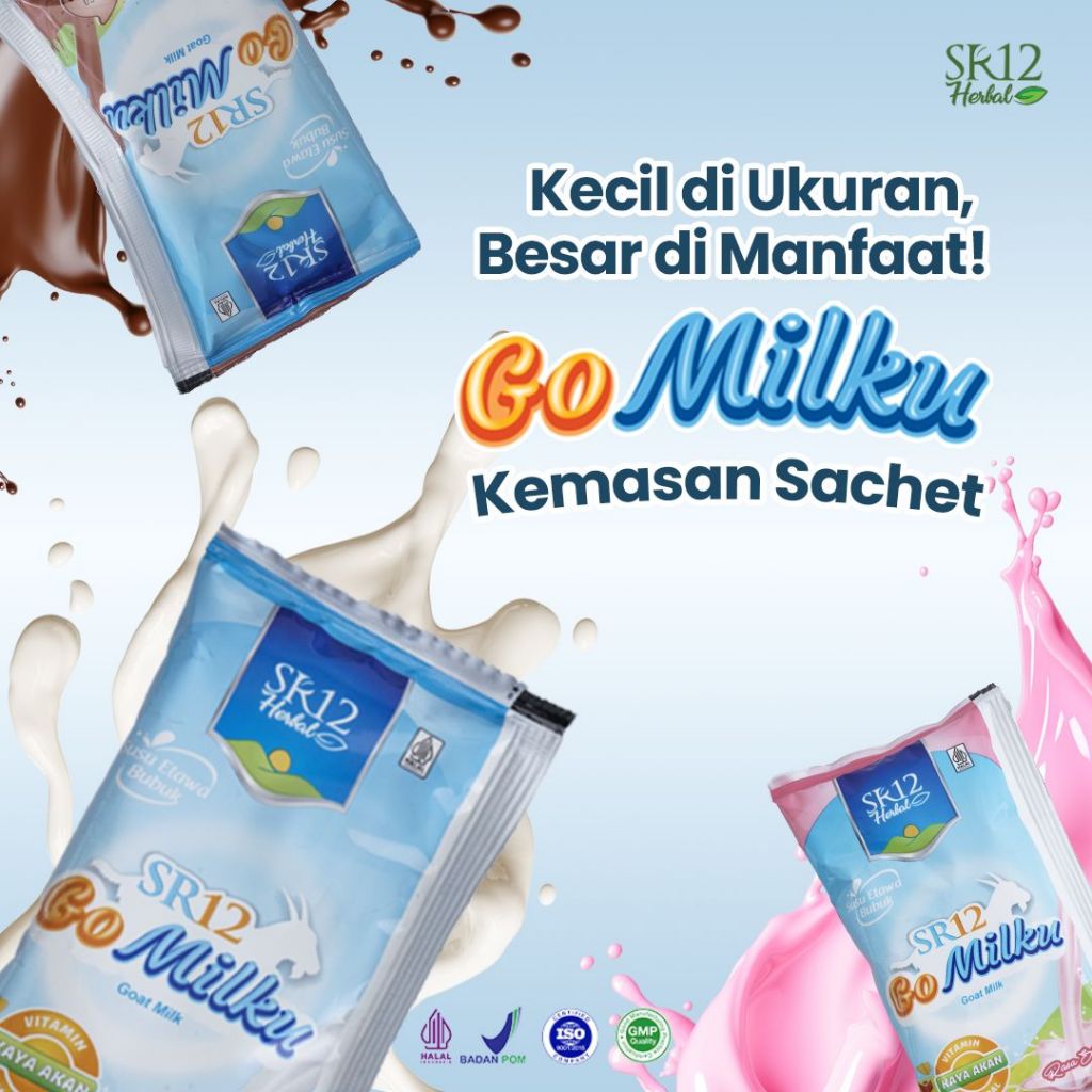 

GoMilku Kemasan Sachet SR12 25gr Susu Kambing Etawa Halal BPOM Susu Kesehatan Tulang sendi kalsium