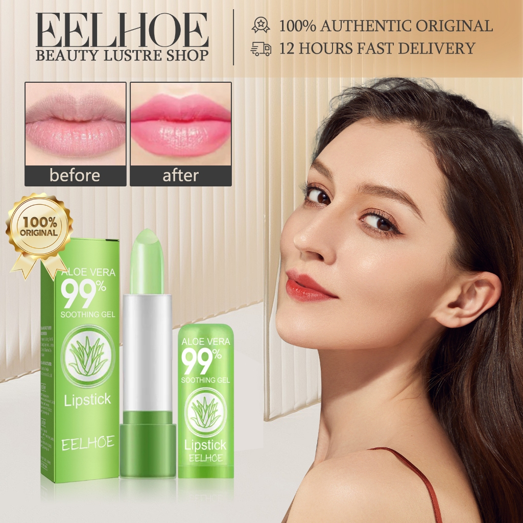 EELHOE Aloe Vera 99% Soothing Gel Lipstick 1pc Soothing Mouisturizing Aloe Vera Lipstick Waterproof 