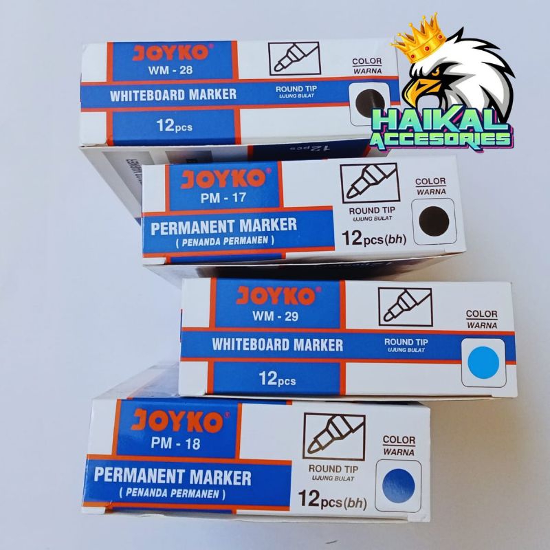 

Spidol Joyko Permanent Spidol Joyko White Board Warna Biru & Hitam Isi 12pcs Paket Hemat Untuk Usaha
