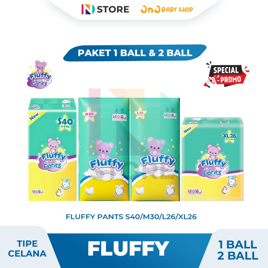 Fluffy Pants S40/M30/L26/XL26 Paket 1 Ball& 2 Ball