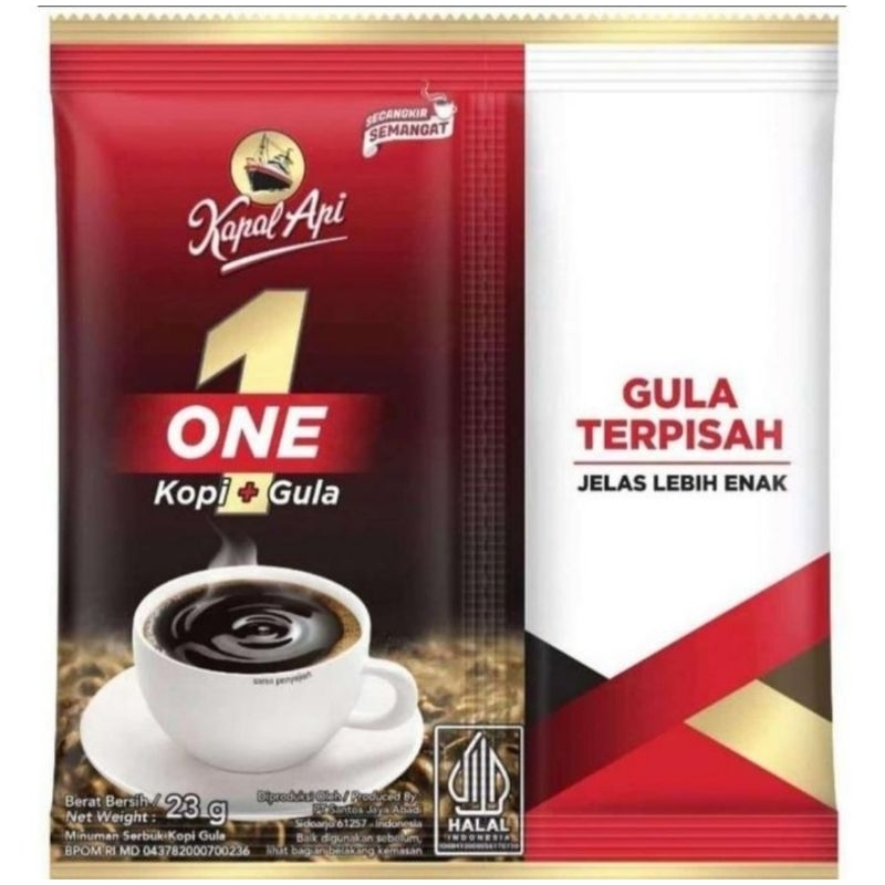 

Kapal Api ONE Kopi Gula Terpisah 23gr ( 1 Renceng 10 Sachet )