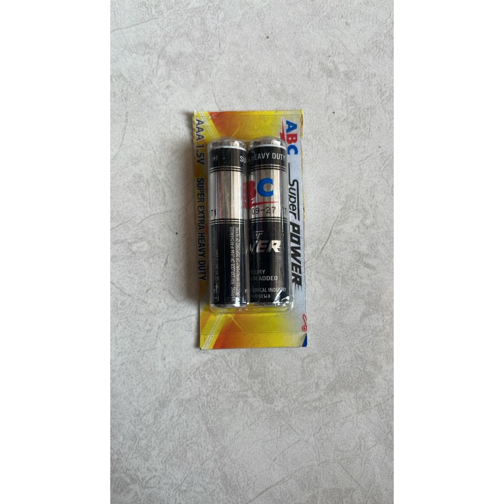 [1Pack] Isi 2 Baterai ABC AAA/A3 Super Power Hitam Batre Kecil Remot TV, AC, Mainan