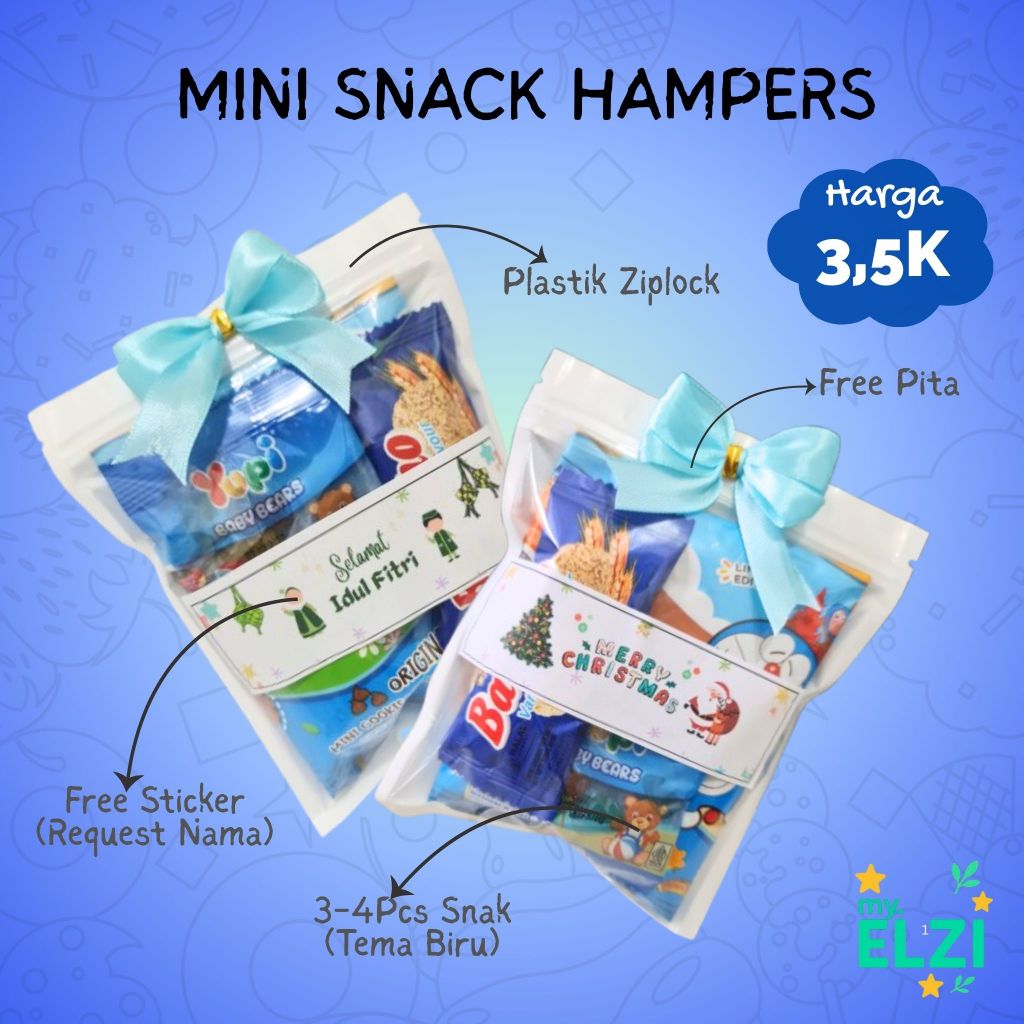 

{GRATIS Custom sticker} Hampers Snack Mini BIRU | Gift | Ulang Tahun | Aqiqah | Imlek | Natal