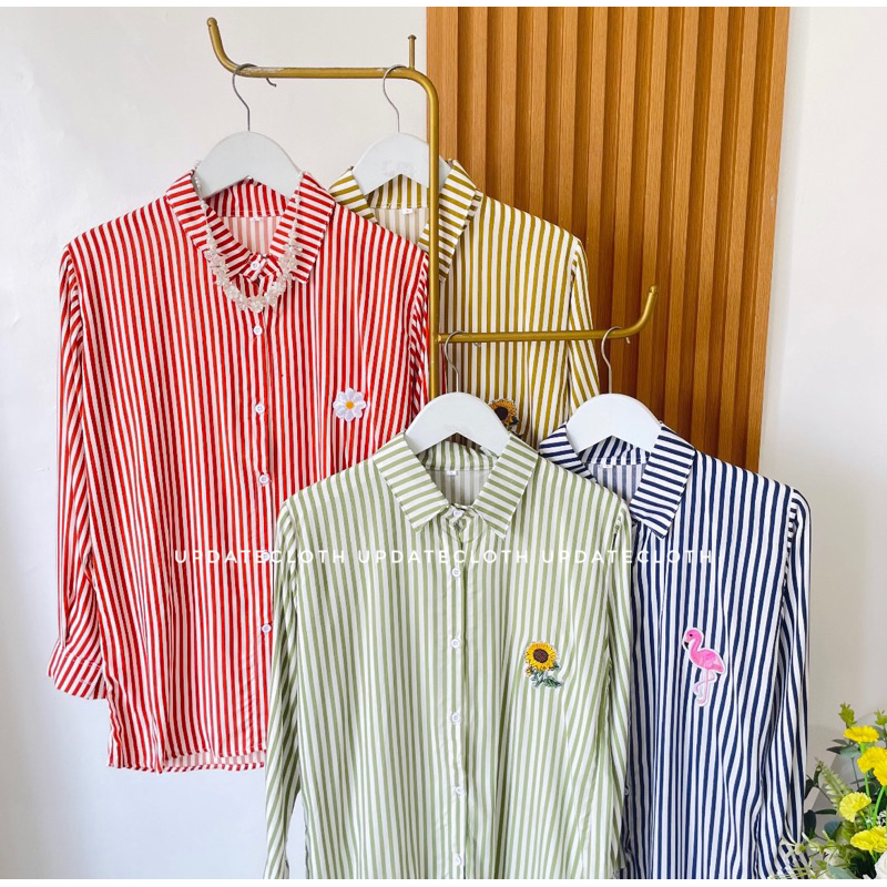 Kemeja Salur Embroidery Kemeja Wanita Salur