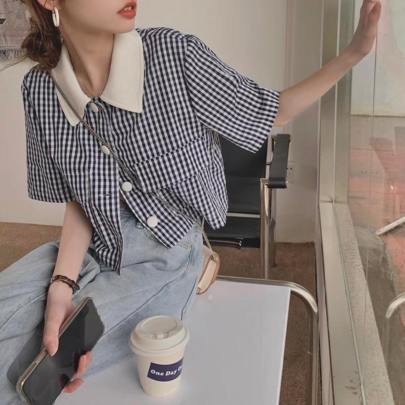 Kemeja Kotak-Kotak Korea Wanita