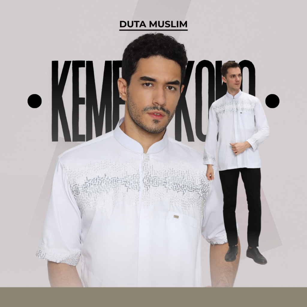 Baju Koko Pria Dewasa Kemeja Koko Laki Laki Putih Manset Lengan Pendek Premium