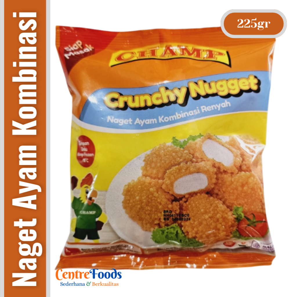 

Naget Ayam Kombinasi Renyah - Crunchy Nugget CHAMP | 225gr [ Harga Per BKS ]