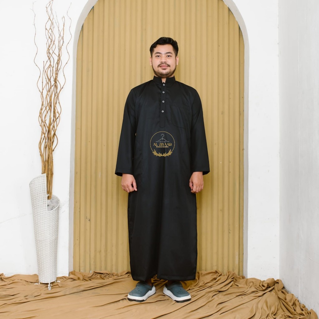 Jubah Muslim Pria Gamis Hitam Lengan Panjang Premium Jubah Pria Terbaru