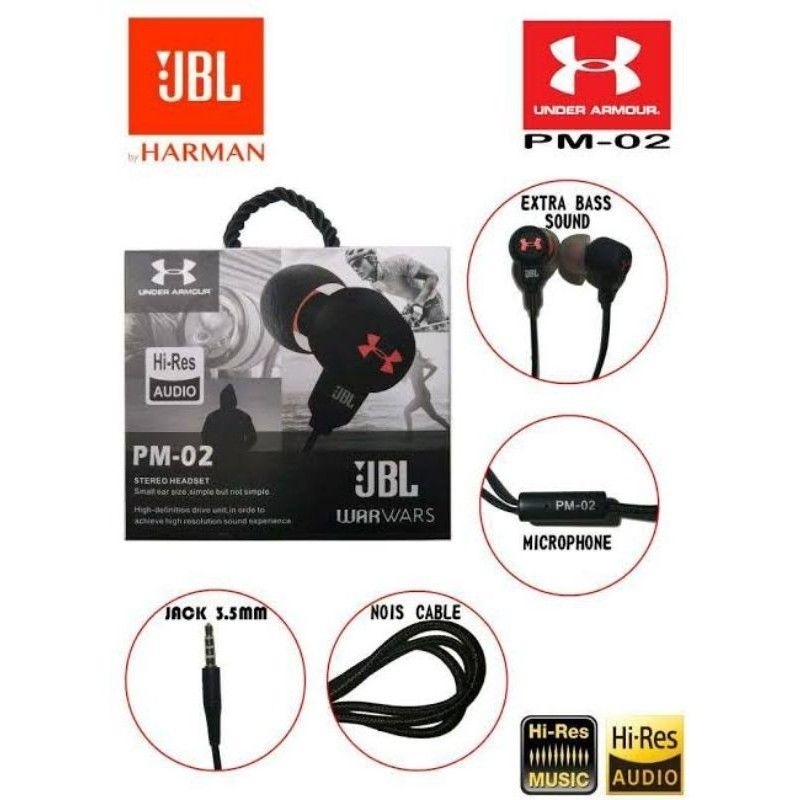 NEW [PROMO] JBL PM-02 ORI HEADSET HI-RES AUDIO STEREO SUPER BASS ADA MIC BISA BUAT TELP EARPHONE