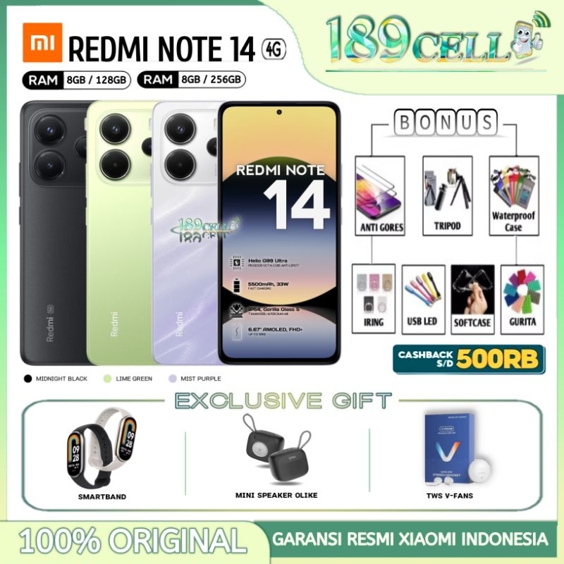 KA XIAOMI REDMI NOTE 14 [4G] RAM 8/256GB 8/128GB XIAOMI REDMI NOTE14 4G NFC GARANSI RESMI XIAOMI