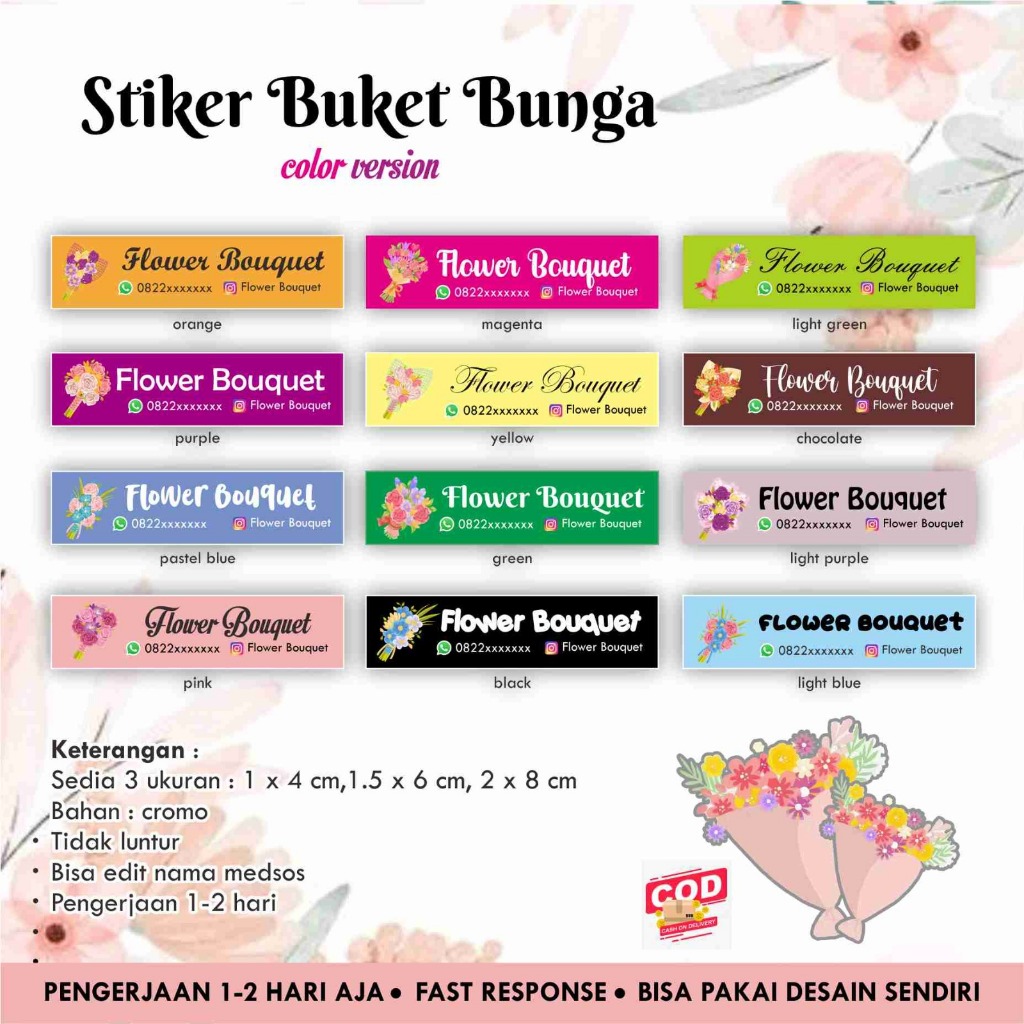 

[145 pcs] Stiker Buket Bunga / Bouquet / Flower color version