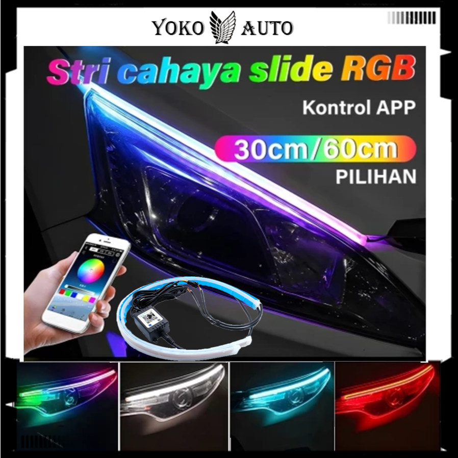 Yoko Auto Lampu Alis Led RGB Maxmoto Alis Motor RGB Android App Controller Alis RGB 60cm/30cm AES