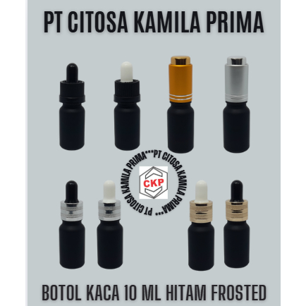 Botol Serum Kaca 10 ml Hitam Frosted Pipet Karet / Botol 10 ml Hitam Tetes / Serum Hitam Packaging 1