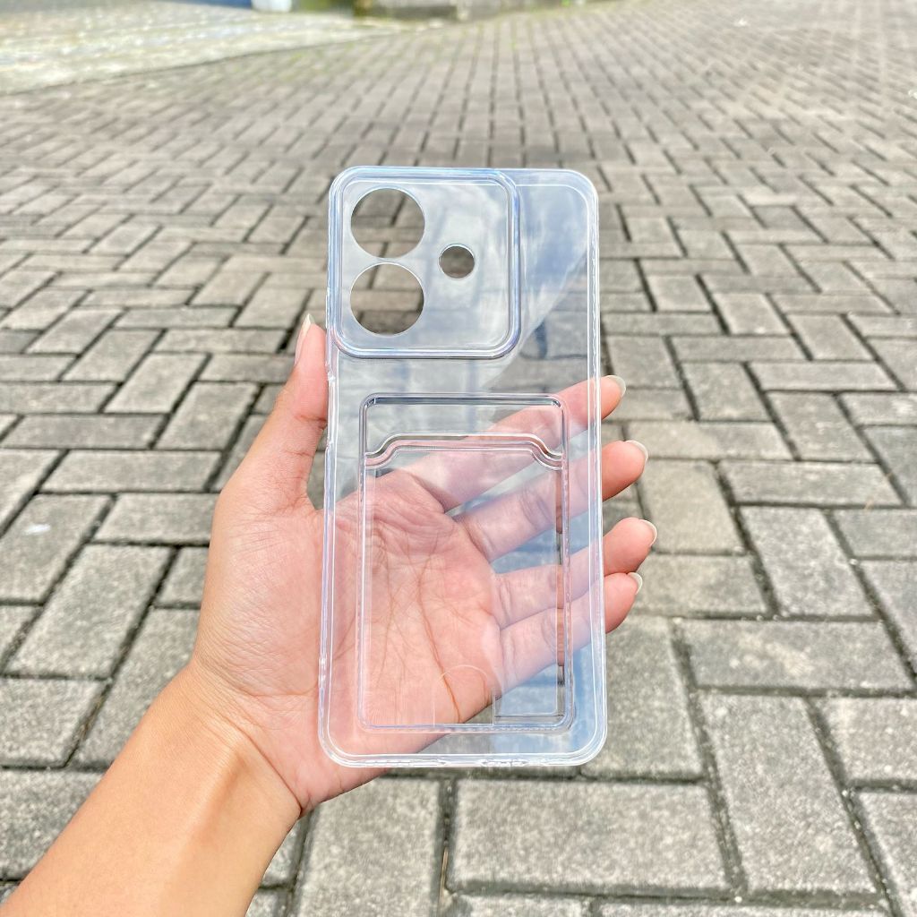 Clear Case untuk REALME NOTE 60 Transparent Card Holder Wallet Soft Case Polos