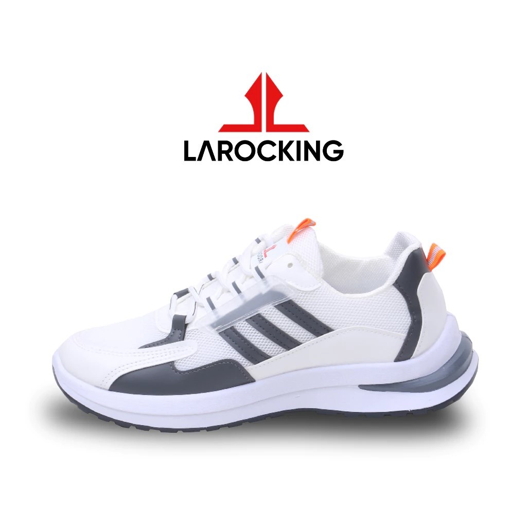 COD Promo Terbaru Larocking Nova Putih Abu Sepatu Sneakers Pria