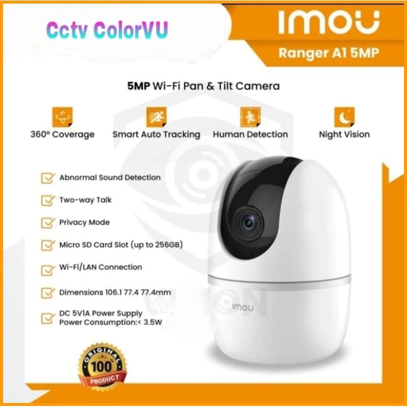 Imou Ranger A1 5MP 360 Two Way Audio Sirine Alarm IP Camera CCTV Wireless
