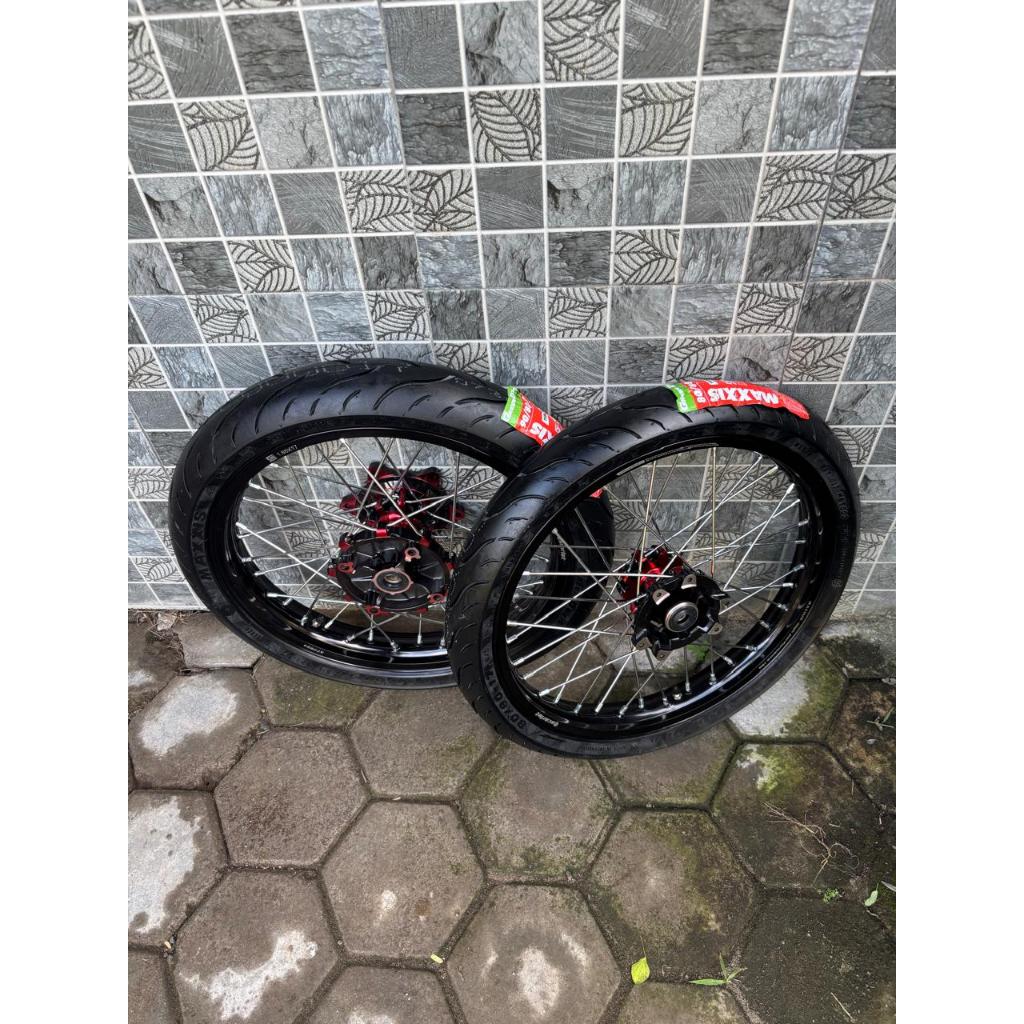 Roda CRF Semi Cacing 160/185 Velg Scarlet Ban Maxxis Baru Ring 17