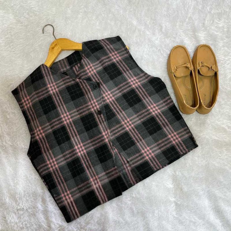 VEST ROMPI TARTAN WANITA KOTAK- KOTAK