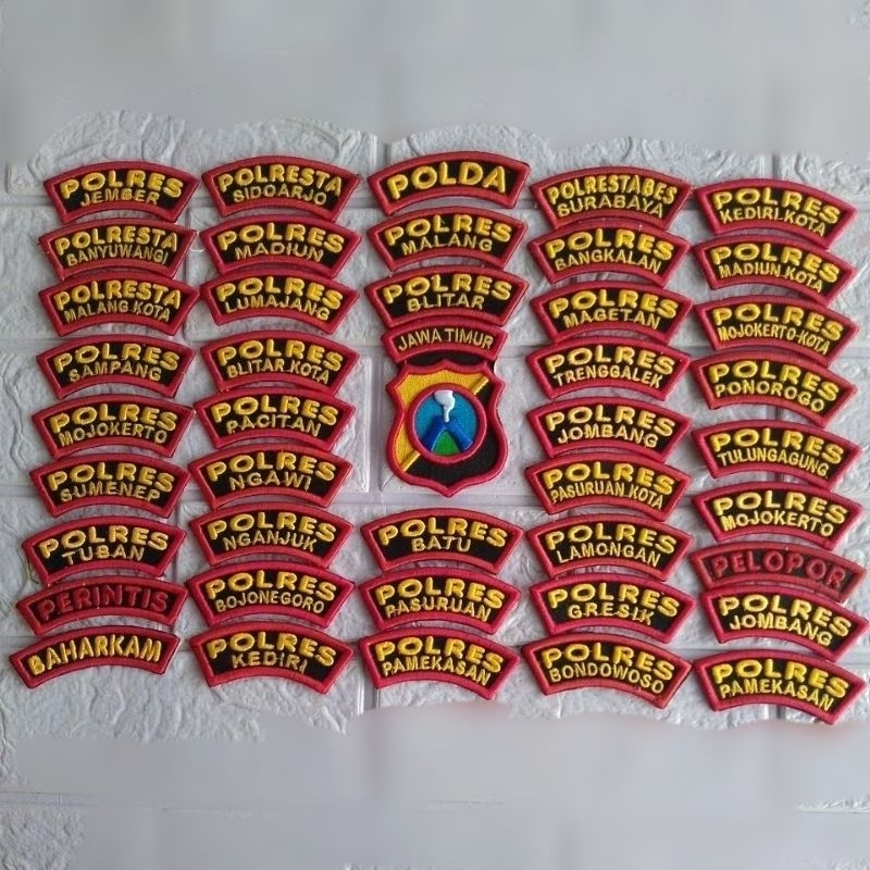 BET BORDIR LOGO LAMBANG POLDA JAWA TIMUR TIMBUL,POLDA JATIM TIMBUL