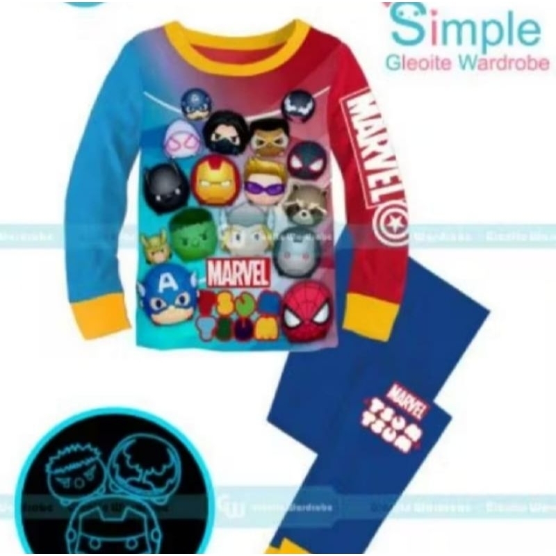 setelan anak piyama tsum tsum Marvel hero