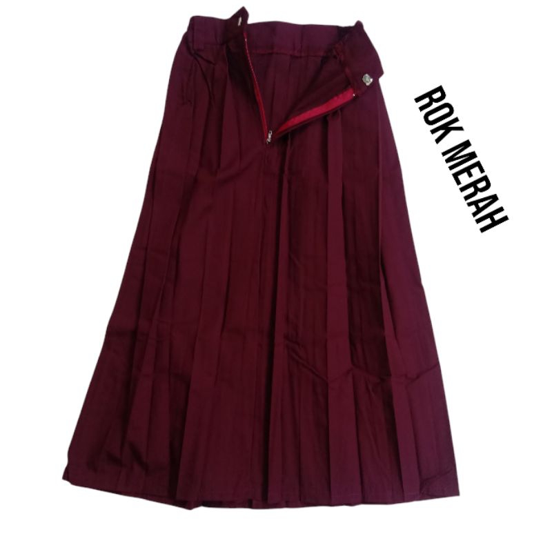 Rok Merah Maroon Panjang Perempuan//Rok Panjang Rempel// seragam anak SD