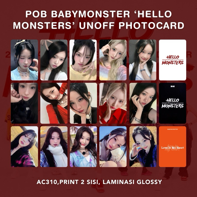 [PART 2] POB BABYMONSTER 1ST WORLD TOUR ‘HELLO MONSTERS’ UNOFFICIAL PHOTOCARD Japan Trading Card Wor