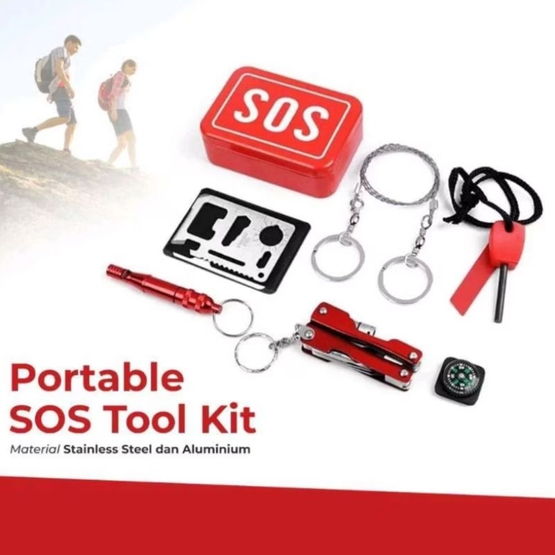 Portable SOS Tool Kit Emergency Hiking Camping Outdoor Survival Kit